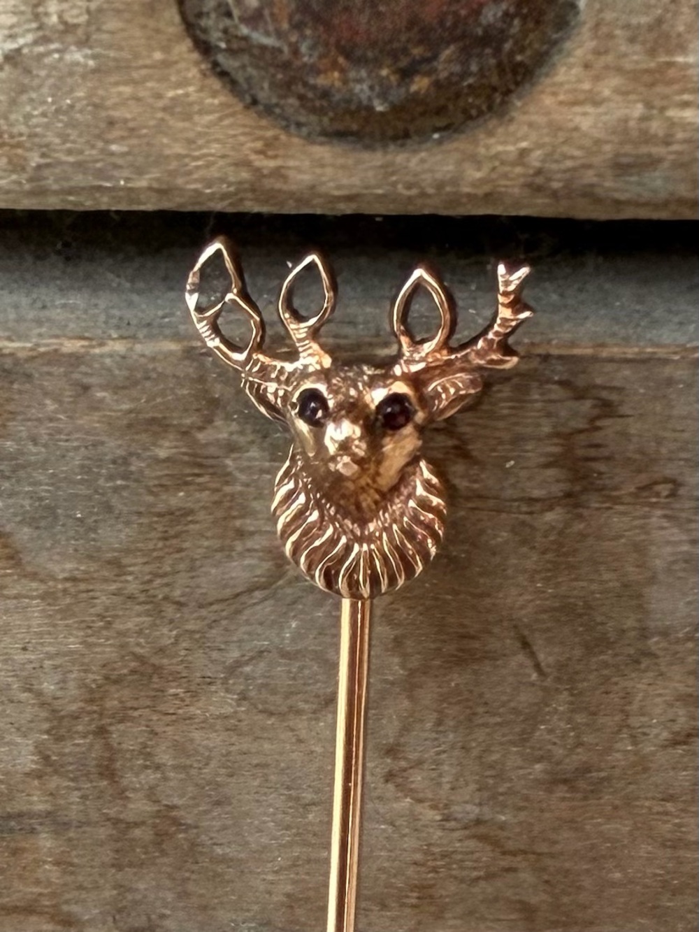 Antique 10k Stag/Elk Stick Pin
